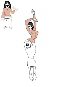 soytan, 2soyjaks, blue eyes, brimstone, coomer artstyle, dance, drawing, dress, eyelashes, full body