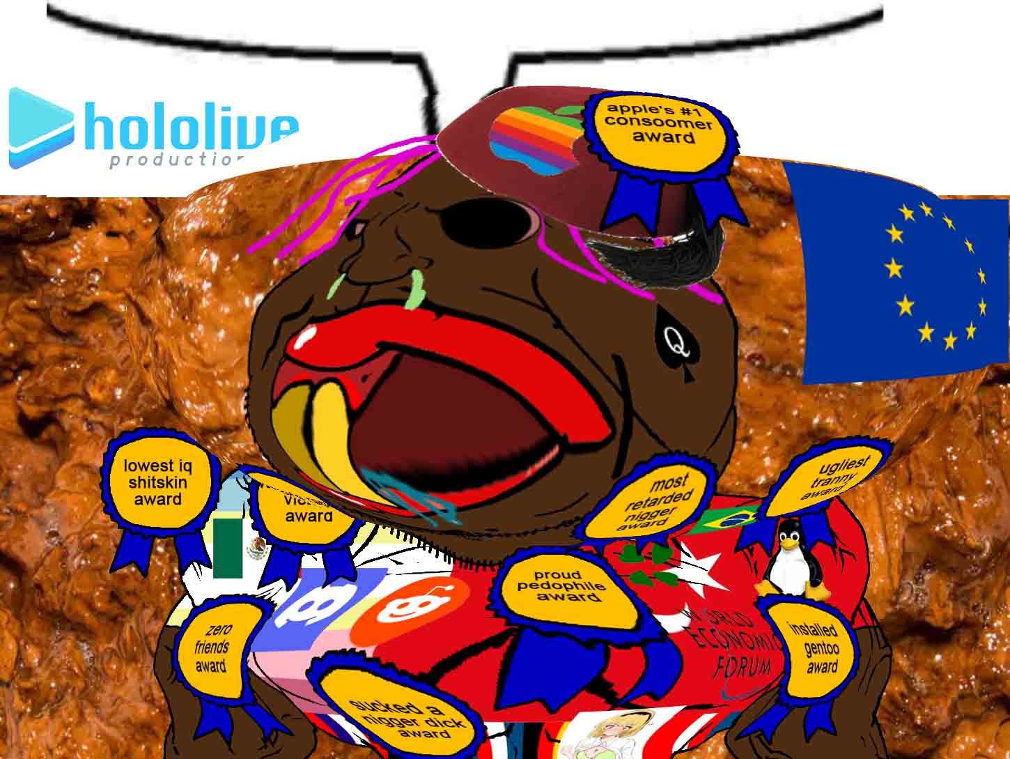 meximutt, slopjak, 4chan, animal, anime, apple (company), award, brown skin, brown troonjak, buff
