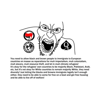 angry soyjak, angry, antifa, glasses, good night white pride, queen of spades, soyjak, spade, stubble, text