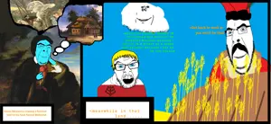 cobson, feraljak, impish soyak ears, 4soyjaks, adam mickiewicz, blonde hair, blue eyes, blue skin, countrywar, glasses