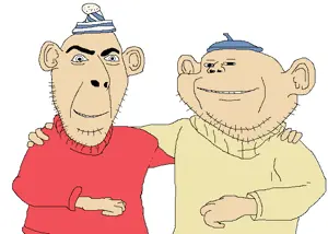 cobson, impish soyak ears, 2soyjaks, clothes, czechia, hat, pat & mat, red shirt, smile, soyjak