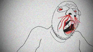 npestajak, angry, bleed, bloodshot eyes, distorted, rage, soyjak