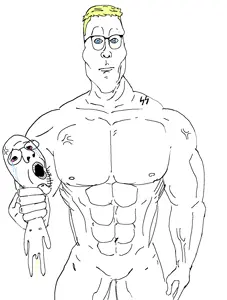 cobbert, npestajak, aryan, a10 eyes, bloodshot eyes, buff, choking, closed mouth, crying, full body