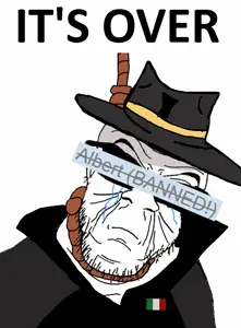 feraljak, its over, badge, ban, ban hammer, closed eyes, closed mouth, crying, detective, fedora