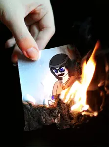 soytan, animated, anti soytan, arm, beanie, blue eyes, burning, clothes, female, fire