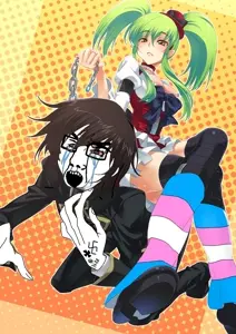 chudjak, anime, brown hair, chain, crying, femdom, glasses, green hair, hair, leg warmers