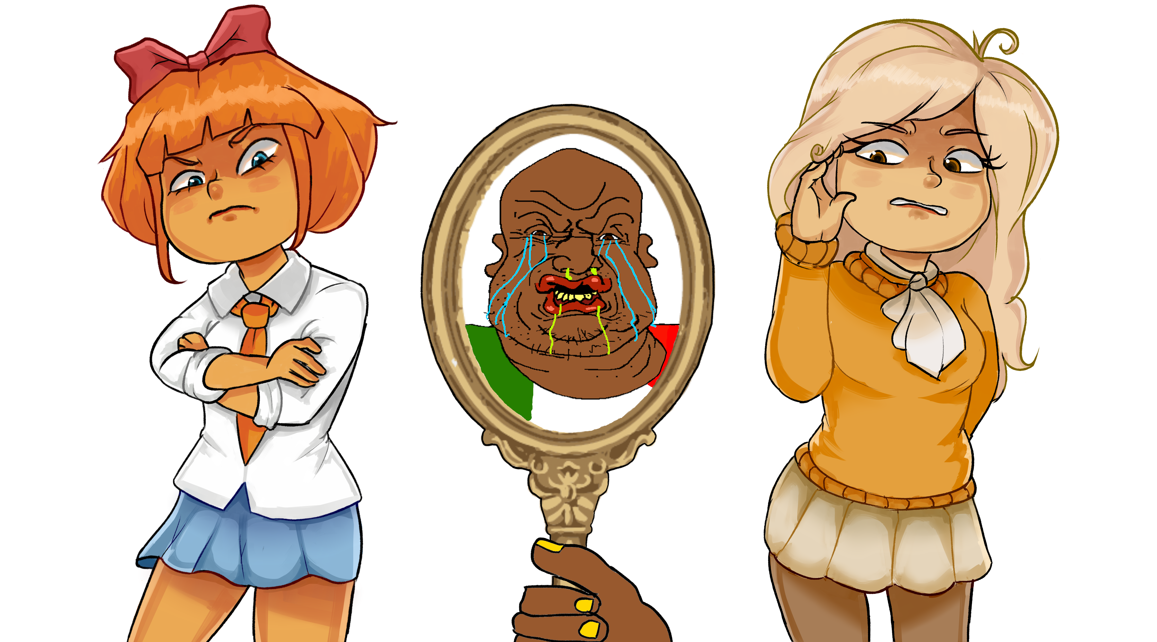 huwabag, coco schoppenboer, mymy schoppenboer, heelvsjak, amerimutt, angry, brown eyes, brown skin, countrywar, crying