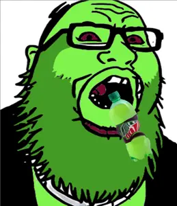 unknown, beard, drinking, fat, mountain dew, soda, soyjak, yelling