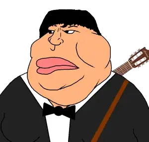 meximutt, bowtie, closed mouth, clothes, fat, guitar, gynaecomastia, obese, ritchie valens, soyjak