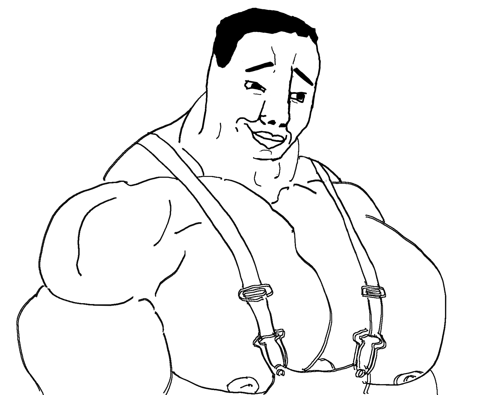 maslack, chudjak, 1soyjak, black eyes, black hair, buff, bushy eyebrows, closed mouth, clothes, eyebrows