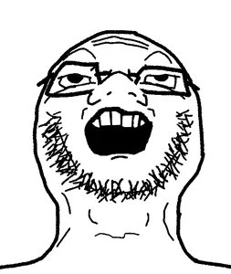 a24 slowburn soyjak, a24 slowburn soyjak below, glasses, open mouth, stubble