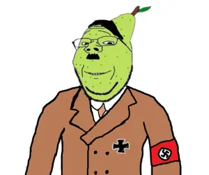 gapejak, wholesome soyjak, adolf hitler, food, fruit, green skin, nazism, paulmcpear, pear