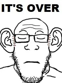 markiplier soyjak, neutralplier, its over, closed eyes, closed mouth, ear, ear surgery, glasses, its over (phrase), large ear