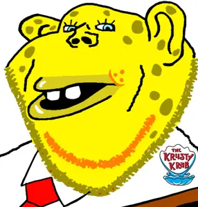 spongebob squarepants, impish soyak ears, impish amerimutt, amerimutt, buck teeth, chudbob, clothes, necktie, open mouth, red tie