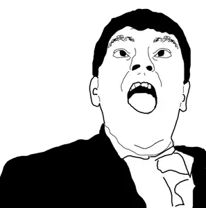 unknown, chin, clothes, double chin, ear, eyebrows, hair, open mouth, suit, teeth
