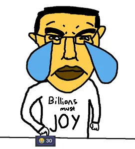 chudjak, billions must, emoticon, joy, text, yellow