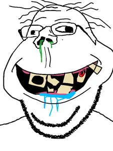 gapejak, retarded gapejak, wholesome soyjak, blood, cross eyed, drool, mucus, retard, smile, yellow teeth
