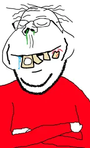 gapejak, retarded gapejak, closed eyes, crossed arms, red shirt, smug, sweater