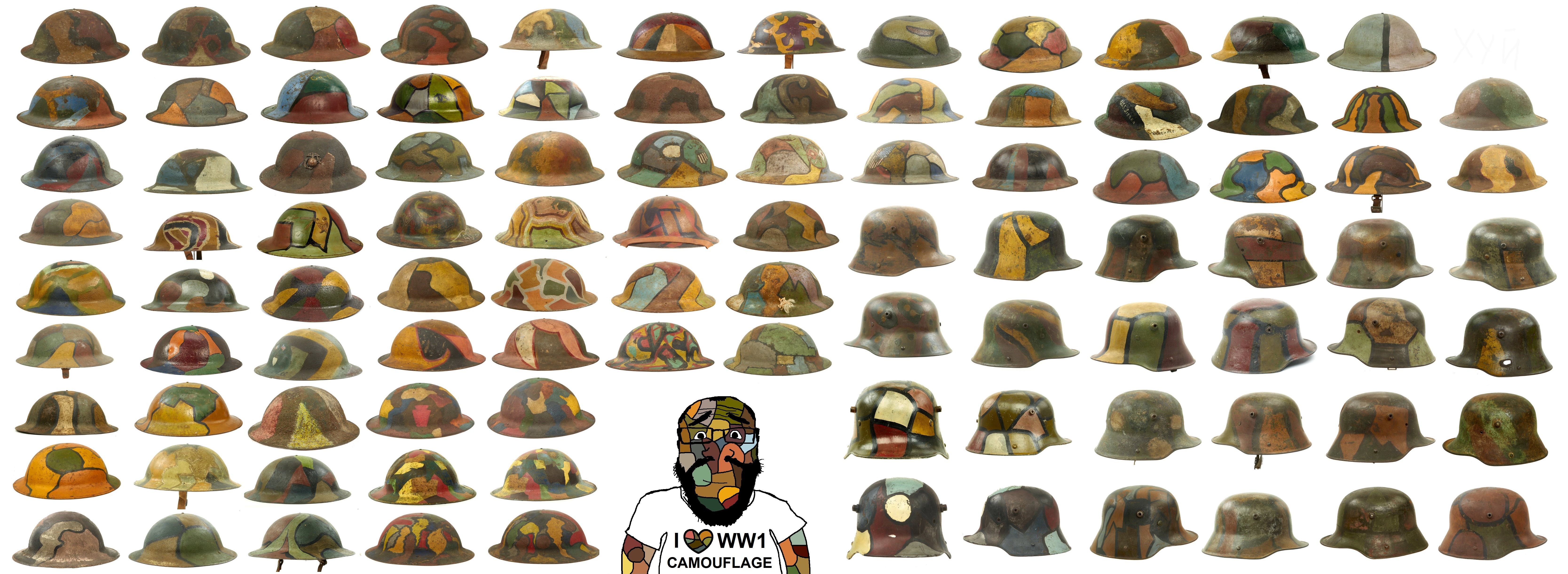 markiplier soyjak, science lover, colorjak, 1916, 1917, beard, brodie helmet, camouflage, closed mouth, clothes