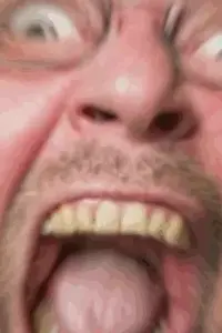 bernd, animated, bernd schmidt, blur, clothes, glasses, gray hair, open mouth, real life, screaming