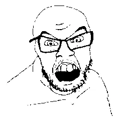feraljak, 3d, animated, glasses, glitch, mustache, open mouth, rotating, soyjak, stubble