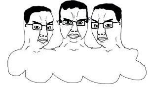 chudjak, chudjak front, objakt, 3soyjaks, chudjak brothers, closed mouth, cloud, ear, glasses, hair