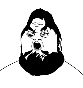 cobson, mutaharjak, angry, beard, bushy eyebrows, ear, merge, open mouth, upside down
