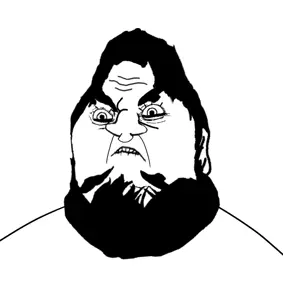 cobson, mutaharjak, angry, beard, biting lip, bushy eyebrows, closed mouth, ear, merge, upside down