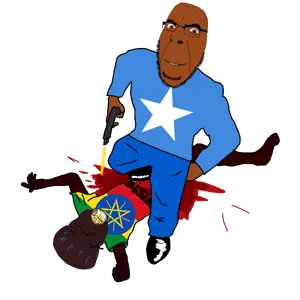 cobson, feraljak, black skin, blood, bullet, drool, ethiopia, foaming at the mouth, gun, smile