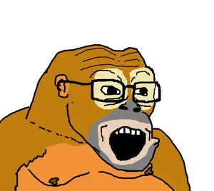 soyak, ear, glasses, monkey, nipple, open mouth, orangutan