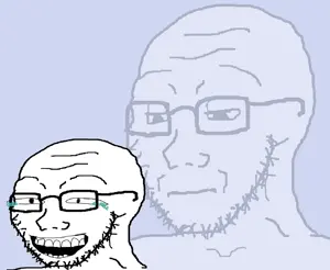 soyak, soyak (laughing), 1soyjak, bald, clothes, crying, forehead lines, frown, glasses, gloink