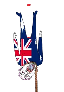 bernd, australia, blood, bloodshot eyes, clothes, crying, flag, flipped, full body, glasses