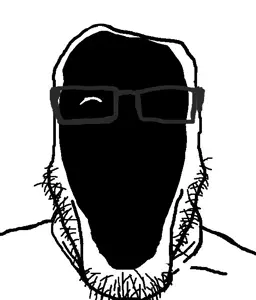 markiplier soyjak, analog horror, dorcelessness, glasses, no eyes, no mouth, no nose, open mouth, soyjak, stretched mouth