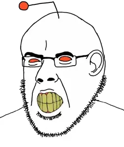 cobson, narge, angry, antenna, bald, ear, orange eyes, reddit, soyjak, stubble