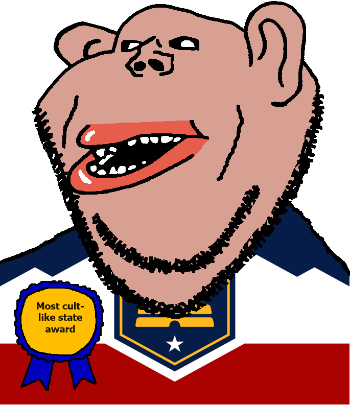 impish soyak ears, impish amerimutt, amerimutt, award, black sclera, brown skin, clothes, cult, ear, flag