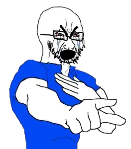 pepe, cryboy soyjak, selfish little fuck, amphibian, animal, arm, blue shirt, crying, finger, frog