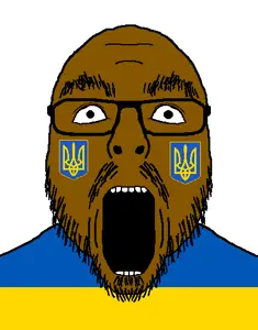 flartson, brown skin, country, flag, glasses, hohol, open mouth, soyjak, stubble, ukraine