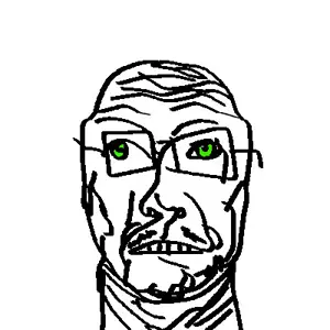 sidson, shrugsid proto, gemini man, glasses, green eyes, shrug, stubble, teeth, uncolored skin, white background