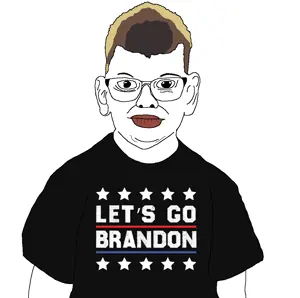 brandon, arm, brown hair, clothes, ear, glasses, hair, joe biden, lets go brandon, soyjak