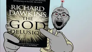 cirrus, antenna, barcode, gray skin, holding book, holding object, npc, open mouth, red eyes, richard dawkins