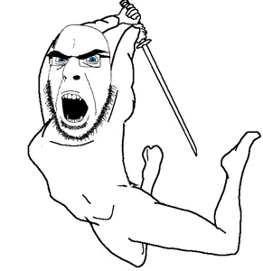 cobson, modern cobson, pettygod, angry, beard, glasses, open mouth, stubble, sword, weapon