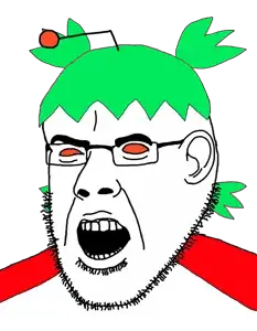 cobson, narge, 4chan, 4cuck, anime, antenna, ear, glasses, green hair, hair
