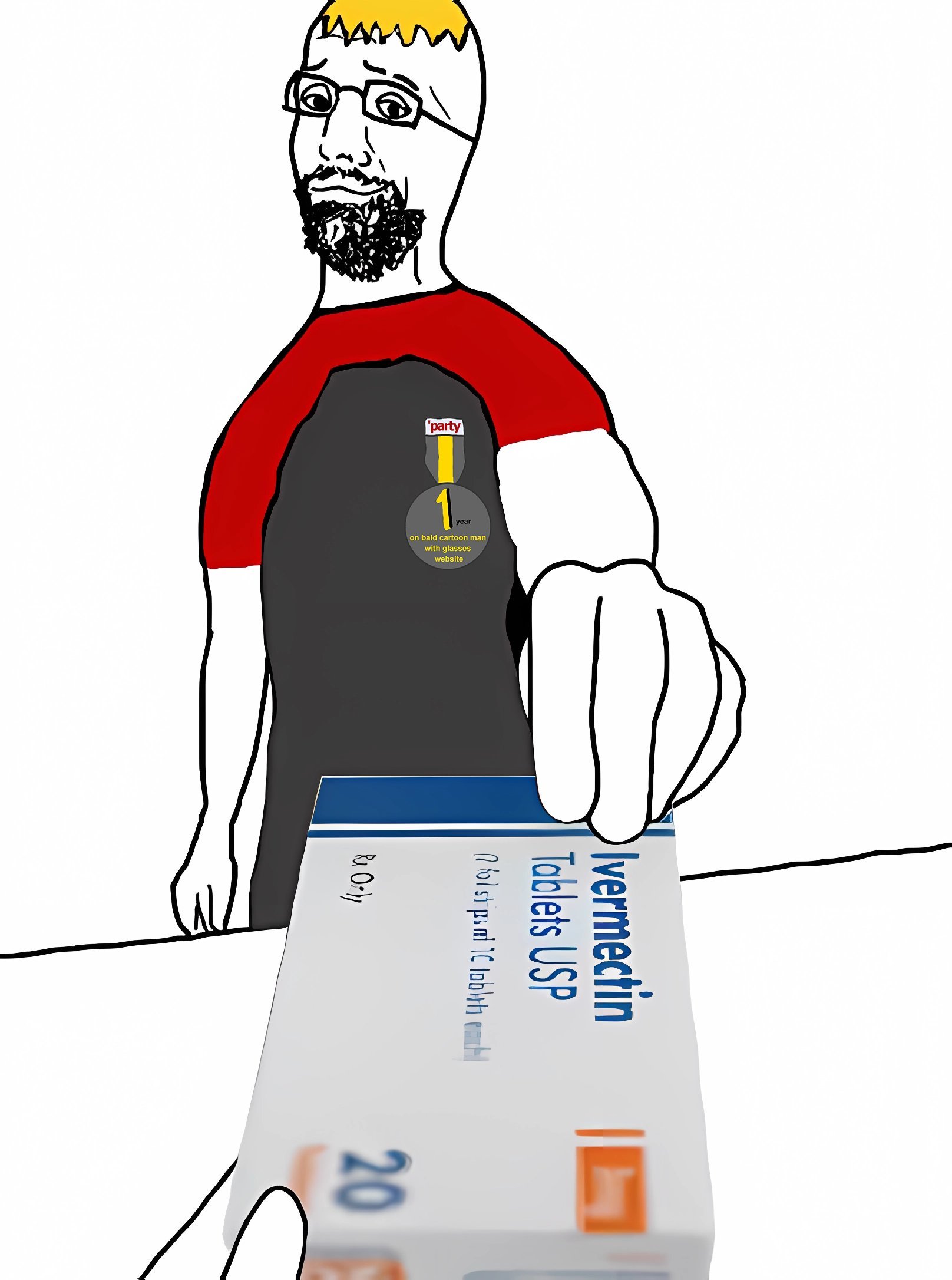 nate higgers, bartender, natejak, arm, beard, blonde hair, closed mouth, clothes, communism, glasses