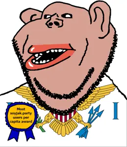 impish soyak ears, impish amerimutt, amerimutt, award, black sclera, brown skin, clothes, eagle, ear, flag