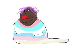 meximutt, black skin, slug, tranny, transgender pride flag