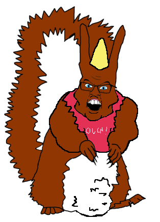 chad thundercock, feraljak, feralsquirrel, squirreljak, animal, blonde hair, blue eyes, buff, chad, clothes