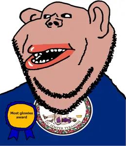 impish soyak ears, impish amerimutt, amerimutt, glowie, award, black sclera, brown skin, central intelligence agency, clothes, ear
