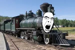 cobson, irl background, rail, soyjak, train