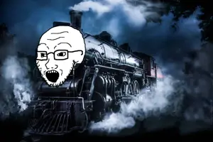 soyak, irl background, rail, soyjak, train