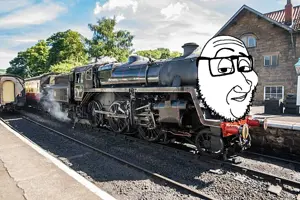 smugjak, irl background, rail, soyjak, train
